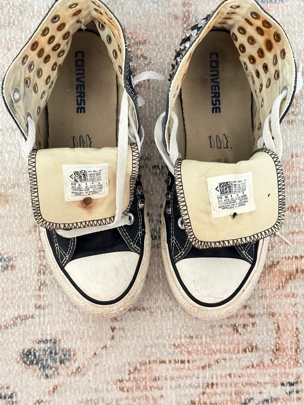 Converse Black and White High-Top Sneakers with Star Studs - Picture 6 of 7